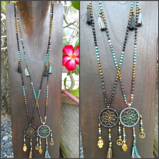 stone beads dream catcher pendant necklaces handmade free shipping 50 pieces